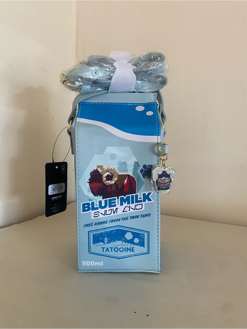 NWT XSW blue milk crossbody bag Star Wars carton shaped NEW cosplay novelty